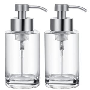 Bouteille en verre à épaulement plat de 350ml <span class=keywords><strong>Pompe</strong></span> à <span class=keywords><strong>mousse</strong></span> en acier inoxydable Tête de cuisine Distributeur de savon de salle de bain Bouteille - Product Image 1
