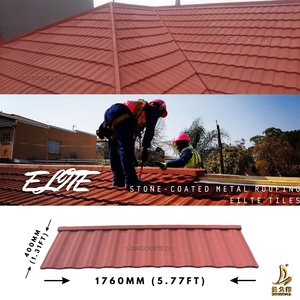 Tôle de toiture en <span class=keywords><strong>acier</strong></span> revêtu de pierre résistante aux intempéries d'Afrique du Sud, garantie 50 ans pour les tuiles de toiture de villas - Product Image 1