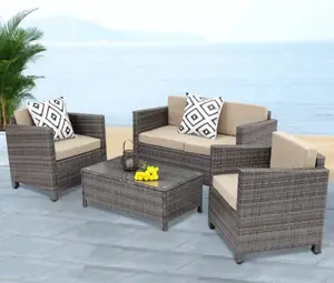 Plastik Rotan Furnitur Outdoor 2019 Outdoor Sofa Makan