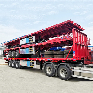 รถกึ่งพ่วงรถบรรทุกกึ่งพ่วง3เพลา60ตัน20/40ฟุตสำหรับขนส่งดาดฟ้าแบนเตียงสูง - Product Image 4