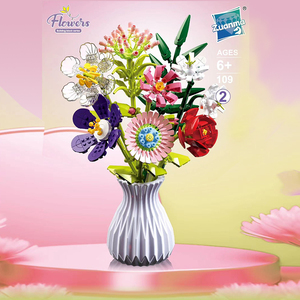 New Flower Pot Building Blocks Flowers Artificial Flower Pot Plant Children Assembling <b>Puzzle</b> DIY <b>Toy</b> Gift Household Decoration - Product Image 5