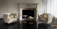 Ensemble de canapés de luxe en velours, design haut de gamme, en laiton et bois massif, style moderne, couleur or