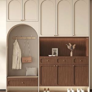 Meuble de rangement pour la maison, style français moderne, panneau en bois, chambre à coucher, table à vin, vaisselle, armoire, étagères amovibles, salon - Product Image 3