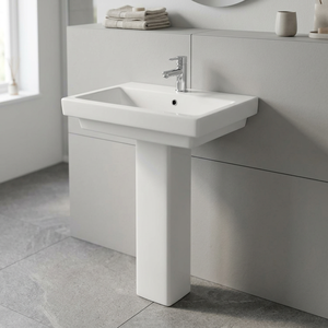 Lavabo sur pied en céramique blanche, articles sanitaires pour salle de bain, modèle Boston, provenant de Morbi, Inde - Product Image 5