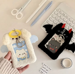 Lindo Porta Tarjetas de Identificación de Peluche con Forma de Murciélago, Funda Kawaii para Photocards, Estuche para Tarjetas de Autobús Escolar, para Fotos de Ídolos, Colgante de Peluche con Forma de Perro, Llavero - Product Image 2