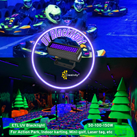 Conception brevetée par l'usine, 385-400 nm, haute puissance, 50 W, homologué ETL CETL, lumière noire LED UV 50 W pour parc d'action, arcade, laser tag
