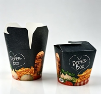 Conteneur à emporter en papier kraft écologique avec poignée, impression de logo personnalisée, pour sushis, kebabs, doner, pâtes, nouilles