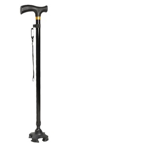 Bastón de aluminio de 2 secciones telescópicas con punta de cuatro patas negra para soporte y estabilidad - Product Image 1