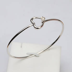 Brazalete Elástico de Plata S925 con Diseño de Amor, Hecho a Mano, para Mujer, con Soporte para Perlas de 5-7.5 mm, Semi-Acabado, 508, Accesorios de Joyería - Product Image 1