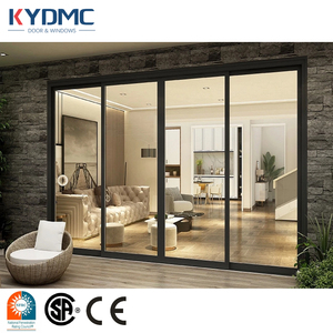 باب جرار خارجي ذكي مزدوج المزجج بإطار أسود من سبائك الألومنيوم - Product Image 1