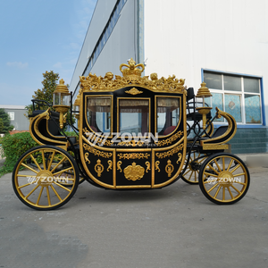 Elegante carruaje de caballos eléctrico real negro turismo carruaje de caballos con decoración para boda - Product Image 5