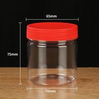 Pot de conservation alimentaire cylindrique en plastique PET écologique de 200 ml à 1,5 L avec couvercle à poignée, design rond et plat PB-101 NO pour flocons d'avoine, bonbons, noix