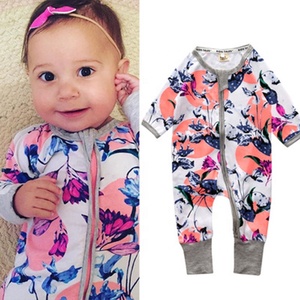 Prix usine automne unisexe infantile impression fermeture éclair à manches longues grenouillère coton bébé pyjama ensemble - Product Image 4