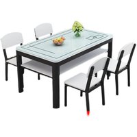 Table à manger 4 places en verre trempé avec chaises, combinaison de rangement, design double couche, mobilier de maison de luxe léger pour petits appartements