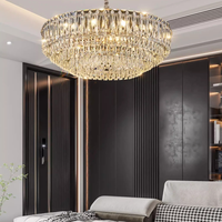 Lustre moderne de luxe à étages en cristal, hauteur réglable, taille moyenne, suspension LED pour salon, chambre et salle à manger