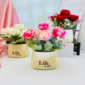 Nouvelle plante artificielle de pivoine en pot, 18 cm de hauteur, fleur en soie, bonsaï décoratif pour la maison et l'extérieur - Product Image 1