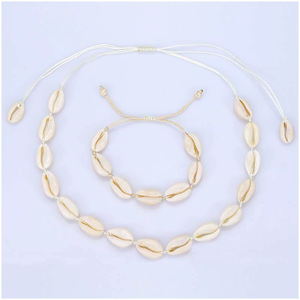 Colar de Conchas Cowrie Trançado em Corda Preta para Mulheres e Homens, Joias de Verão - Product Image 5