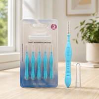 Brosses interdentaires en forme de I, poils souples, 5 pièces/paquet avec capuchon portable pour le nettoyage des dents et les soins bucco-dentaires