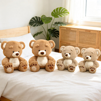 Boneka Beruang Duduk Isi Kapas PP Super Lembut Ramah Kulit, Desain Cetak Kaki 3D Bergaya Teddy Cokelat yang Menarik, Dapat Dipesan Sesuai Keinginan
