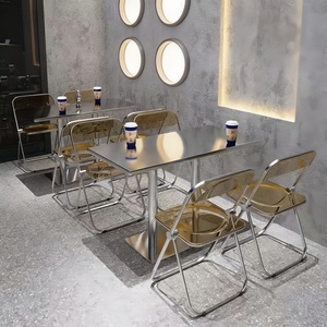 Kursi Hotel Akrilik dengan Ketinggian yang Dapat Disesuaikan, Bangku Lipat Modern untuk Rumah Kantor, Mewah Ringan - Product Image 1
