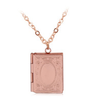 1 pièce Fashion sculpté Style Vintage livre délicat médaillon collier Secret cachette Photo médaillon collier Photos boîte