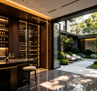 Mueble de Lujo Italiano para Vino y Whisky, Ecológico, de Madera de Nogal, con Vitrina de Vidrio de Calidad y Luz LED, para una Vida de Alto Nivel