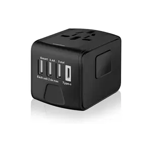 Adaptador universal de energia para viagens internacionais, carregador de parede USB 3.0A de alta velocidade 2.4A tipo C, adaptadores de tomadas CA para todo o mundo