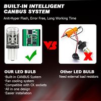 Ampoules LED CB9 CANBUS super lumineuses 1156 BA15S BAU15S P21W PY21W avec 7035 puces LED 27W 1600LM Anti-Hyper Flash et projecteur Len
