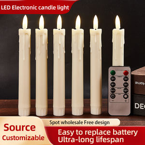 리모컨 LED 눈물 모양 왁스 시뮬레이션 촛불, 레스토랑 및 생일 장식용 건전지 작동 짧은 스템 양초 - Product Image 3