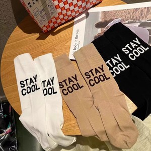 Women Mid Calf Socks Solid Color Breathable Sweat Absorbing Polyester Knee Socks Regular Casual Style - Product Image 1