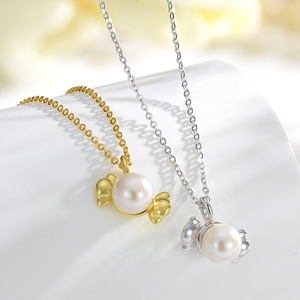 Exquis S925 Silver Candy Pearl Stud Boucles d'oreilles avec placage d'or et de rhodium pour les colliers de femmes en gros - Product Image 3