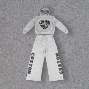 Ensemble survêtement homme personnalisé OEM en coton lourd 2 pièces Pantalons de survêtement et sweats à capuche Ensemble de jogging - Product Image 1