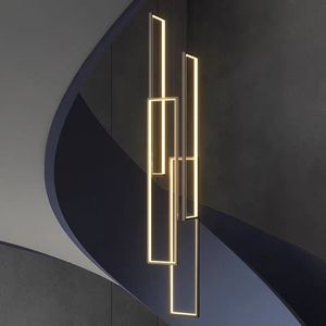 Lampada a Sospensione LED Moderna Regolabile in Altezza per Soffitti Alti, Luce Protettiva per gli Occhi, per Hotel e Scale, Finitura Personalizzata in Nero e Oro - Product Image 1