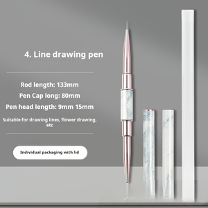 Pinceau double embout en métal or rose pour nail art, poils en nylon, stylo de dessin pour gel UV - Product Image 2