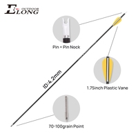 Flèches de tir à l'arc Elong Outdoor en carbone pur, ID 4,2 mm, 27, 28, 30, 32 pouces, Spine 300-1400, pour entraînement au tir à l'arc recurve/compound