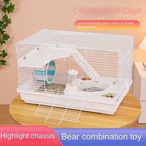 Luxe Double Villa Hamster Cage 47 Base Golden Bear Hamster Nid Ensemble Complet en Acier pour Petits Animaux Chiens avec Bouton Animal - Product Image 5