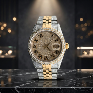 Montre de luxe pour homme en acier inoxydable avec diamants Moissanite et verre cristal, étanche 10 ATM, avec bracelet à fermoir - Product Image 3