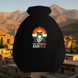 Sweat-shirt décontracté pour femme avec illustration culturelle kurde imprimée, sweat-shirt en tricot 100% polyester avec poches, vêtement d'automne - Product Image 2