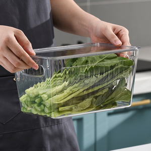 Contenedor organizador de nevera rectangular de plástico de gran capacidad y alta claridad, tapa hermética que mantiene los alimentos frescos - Product Image 3