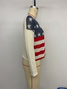 Produits les plus vendus personnalisés 2024 pull drapeau américain col rond chandails tricotés pour femmes - Product Image 5