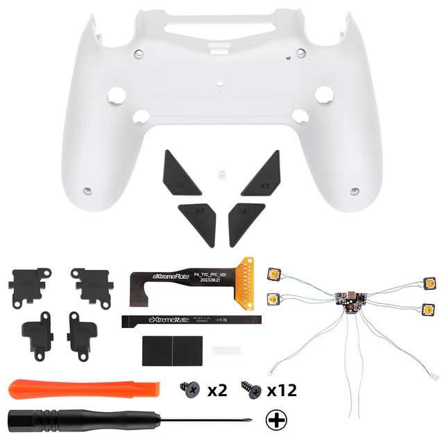 EXtremeRate White Back Button Attachment Back Paddle Dawn Type-C Version Remap Kit for PS4 Slim Pro Controller JDM-040/050/055