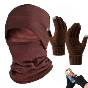 Balaclava en polaire trois pièces, cache-cou, gants pour écran tactile, pour la conduite en moto, protection hivernale, unisexe - Product Image 3