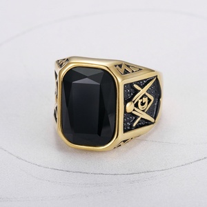 Waterproof <b>Mason</b> Blue Lodge <b>Ring</b> 316L Stainless Steel With Various Stone Colors <b>Masons</b> <b>Ring</b> - Product Image 4