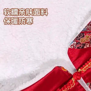 Thick red Tang suit for Bichon Frise, perfect for winter warmth and festive New Year's greetings; suitable for cats and <b>dogs</b> - Product Image 3