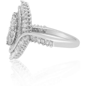 Bague de cocktail ovale en argent sterling, 1,77 carats de diamants blancs naturels, taille ronde et baguette, bijoux de fête pour femmes - Product Image 3