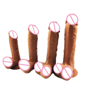 Groothandel Siliconen Donkere Huid Rubber Penis Buigbare Dildo Seksspeeltjes Masturbatie <span class=keywords><strong>Big</strong></span> Cock Realistische Anale Seksuele Voor Vrouwen Man - Product Image 6