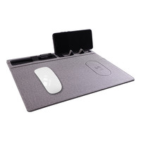 Tapis de chargeur sans fil multifonction en tissu cuir Tapis de souris à chargement sans fil Tapis de souris avec porte-stylo