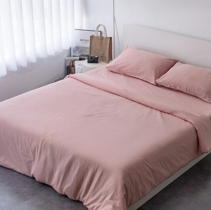 Parure de lit 4 pièces en coton 100% prélavé de qualité supérieure, absorbante et respirante, comprenant une housse de couette, un drap-housse et 2 taies d'oreiller - Product Image 6