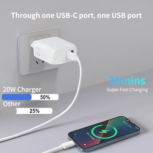 Personalizar logotipo EE. UU. UE 20W EE. UU. Enchufe PD <span class=keywords><strong>USB</strong></span> <span class=keywords><strong>C</strong></span> Puerto dual <span class=keywords><strong>USB</strong></span> Cargador de pared Tipo <span class=keywords><strong>C</strong></span> Pd20w Cargador rápido - Product Image 6