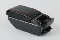 Boîte de rangement en cuir pour accoudoir de console centrale de voiture avec chargeur USB et porte-gobelet noir pour Dacia Renault Duster 2018